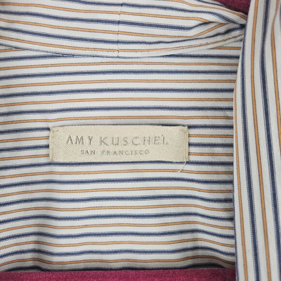 Amy Kuschel Striped Silk Pussybow Blouse Parisian Chic Preppy Academia Sz Medium - Picture 3 of 8